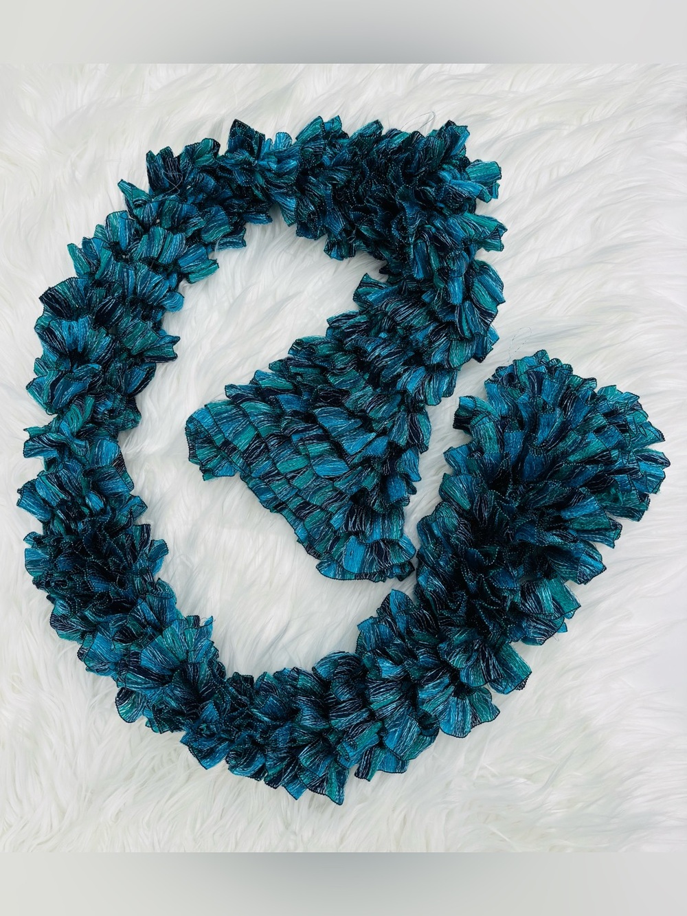 Blue Ruffle Scarf